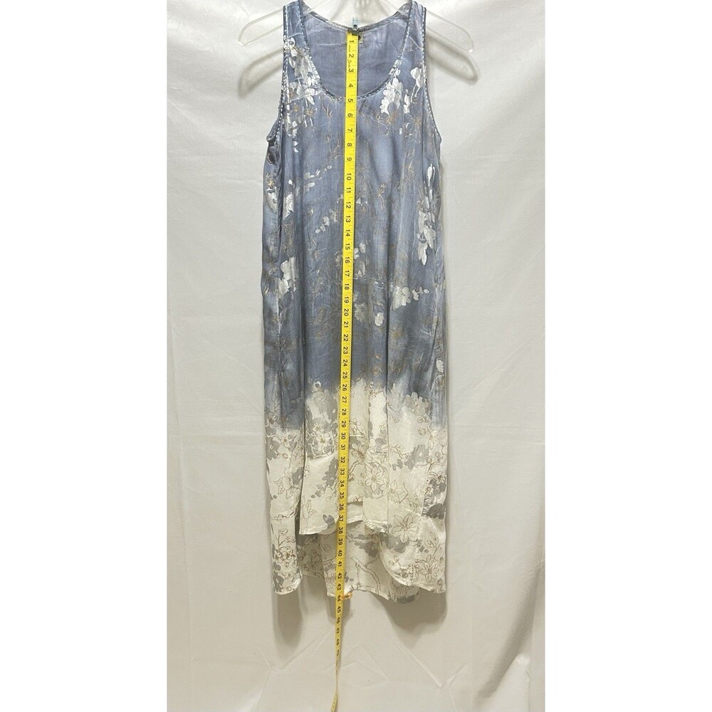 Dolma Womens S/M Blue Sleeveless Cotton Gold Outlined Dress - Picture 4 of 11